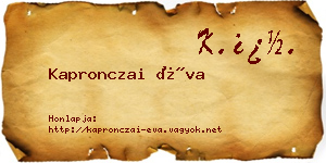 Kapronczai Éva névjegykártya