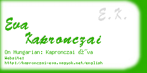 eva kapronczai business card